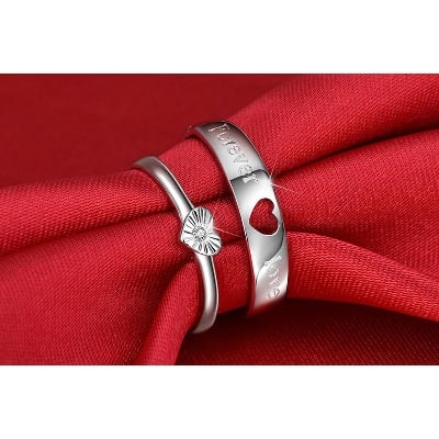 Picture of Couple Finger Ring with box - Silver - Adjustable