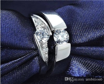 Picture of Unique Couple Rings Women Men Ring Heart Beat with box - Silver - Adjustable