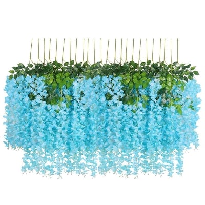 Picture of Artificial Wisteria Vine Ratta Silk Hanging Flower Garland - Multicolor