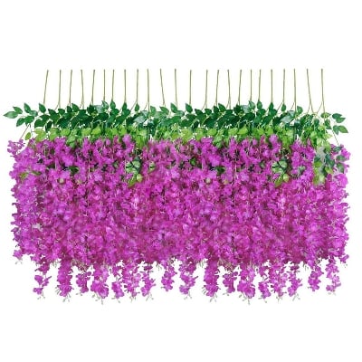 Picture of Artificial Wisteria Vine Ratta Silk Hanging Flower Garland - Multicolor