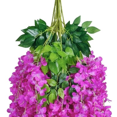 Picture of Artificial Wisteria Vine Ratta Silk Hanging Flower Garland - Multicolor