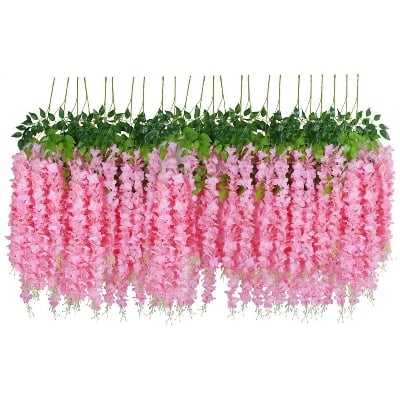 Picture of Artificial Wisteria Vine Ratta Silk Hanging Flower Garland - Multicolor