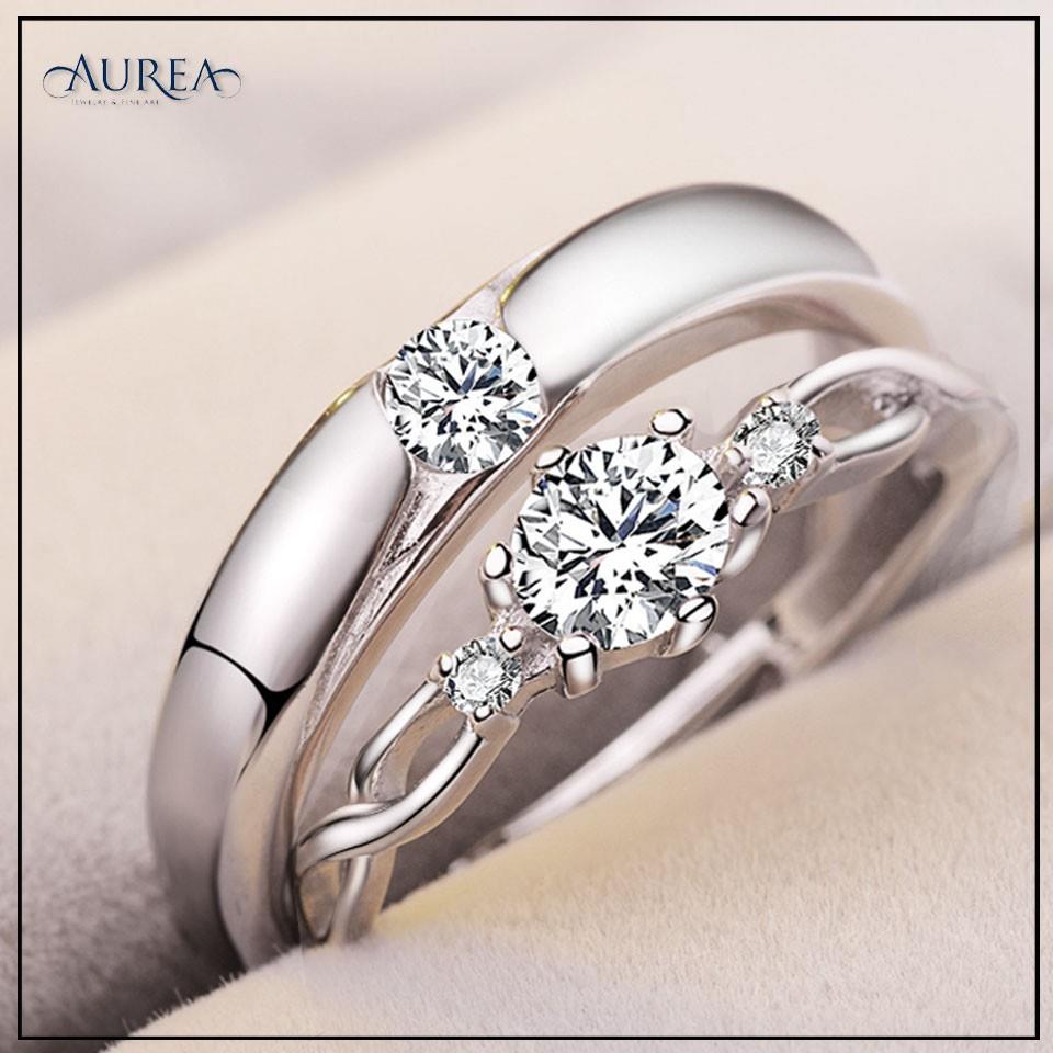 Picture of CROWN Exclusive Couple Ring Set for Men And Women - Wedding Band Rings - Silver - Adjustable