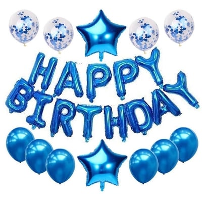 Picture of Foil Balloons Happy Birthday Banner - Multicolor