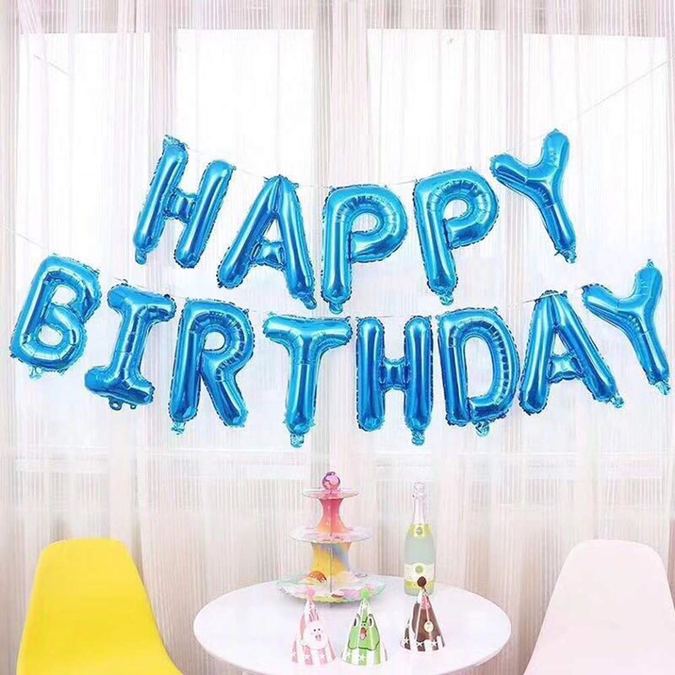Picture of Foil Balloons Happy Birthday Banner - Multicolor
