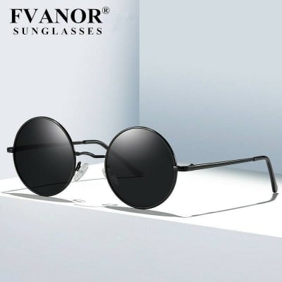 Picture of Hipe Black Round Sunglasses For Men And Women - Black