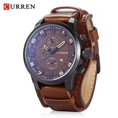 Picture of 8225 Fashion Men Quartz Wristwatch Creative Leather Strap Sports Watch - Brown