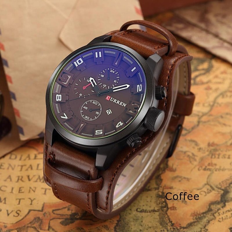 Picture of 8225 Fashion Men Quartz Wristwatch Creative Leather Strap Sports Watch - Brown