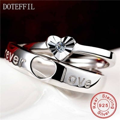 Picture of Couple Rings Sweet Romantic Men Women Ring - Silver - Adjustable