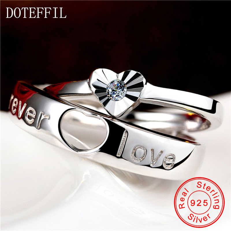Picture of Couple Rings Sweet Romantic Men Women Ring - Silver - Adjustable