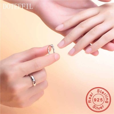 Picture of Couple Rings Sweet Romantic Men Women Ring - Silver - Adjustable