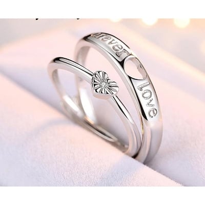 Picture of Love Heart Crystal Adjustable Ring - Silver - Adjustable