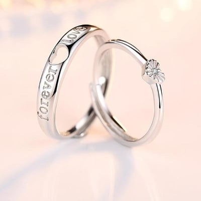 Picture of Love Heart Crystal Adjustable Ring for valentine gift - Silver - Adjustable