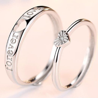Picture of Love Heart Crystal Adjustable Ring for valentine gift - Silver - Adjustable