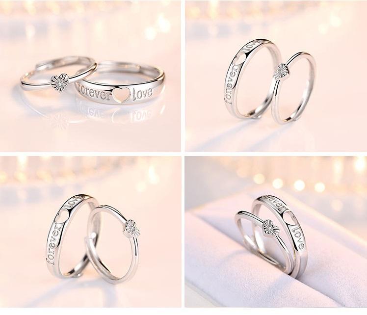 Picture of Love Heart Crystal Adjustable Ring for valentine gift - Silver - Adjustable
