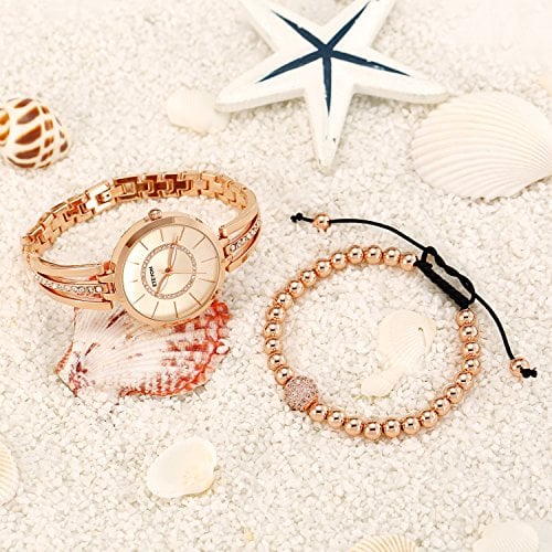 Picture of Rose Gold-Tone Analog Quartz Water Resistant Bangle Watch - Gold