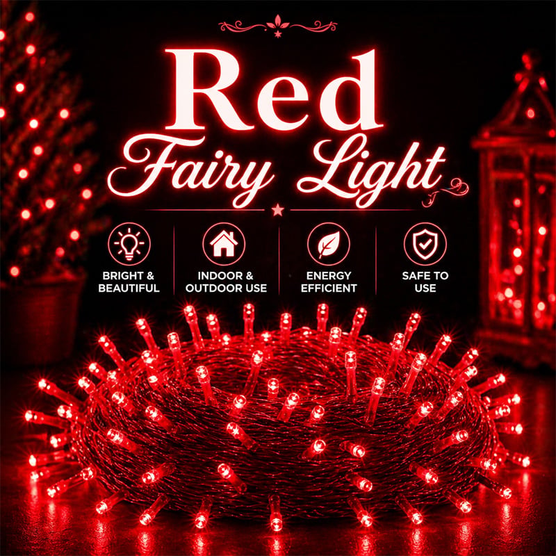 Picture of Red Fairy Lights Waterproof Connectable Timer – 8 Modes Plug in LED String Lights for Bedroom Outdoor Tree Indoor House Party Decoration