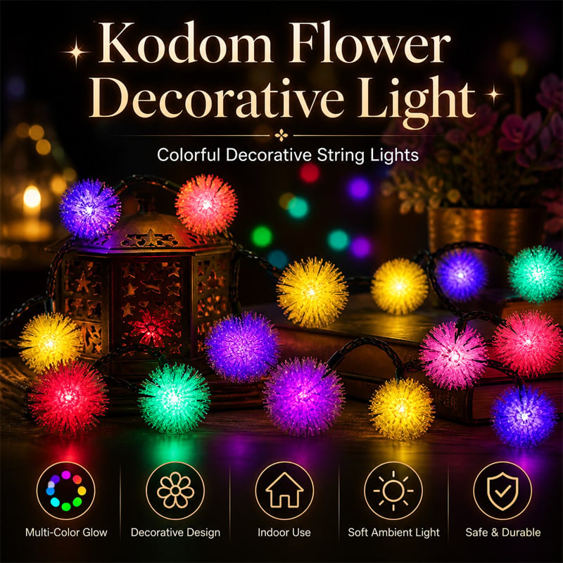 Picture of Kodom Flower Balls Decorative Light String Multicolor LED Fairy Light for Room Decoration, Wedding, Party, Home & Festival Décor