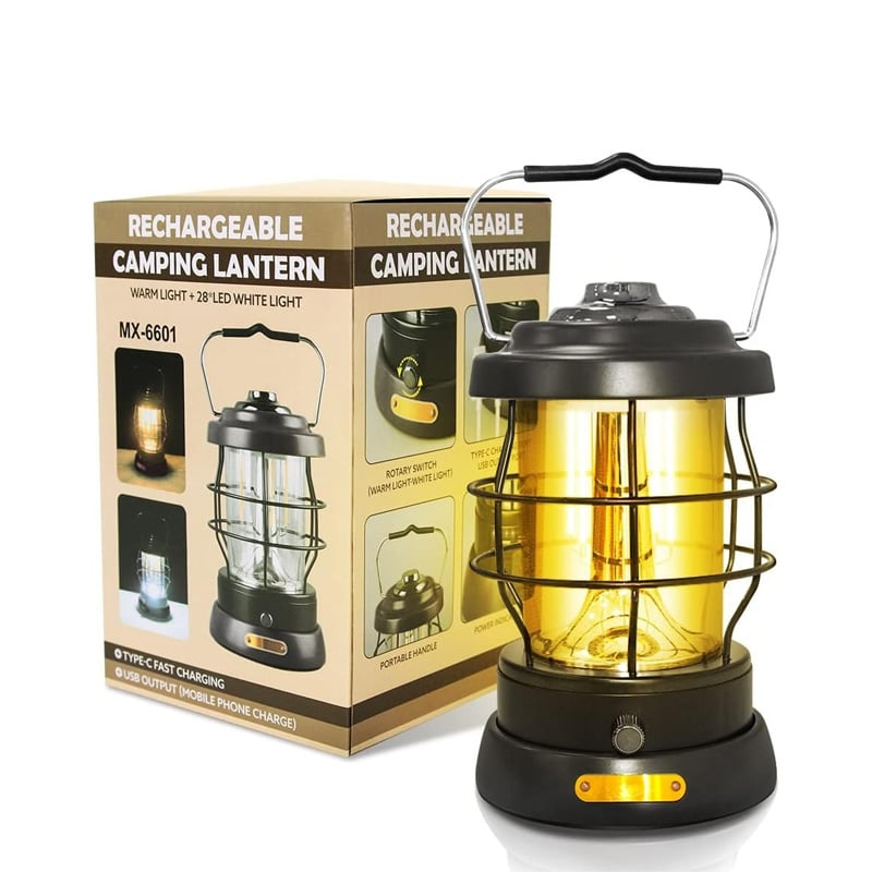 Picture of Retro Portable Camping Lantern USB Rechargeable LED Light – Vintage Outdoor Tent Lamp for Camping, Hiking, Travel, Emergency & Home Use