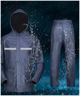 Picture of Raincoat 100% Waterproof Gurranty With Trouser - Navy Blue - Grey - 18years+