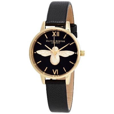 Picture of Fashion Benyar Women Watches Ladies Quartz Simple Style Black Leather Watch - Black