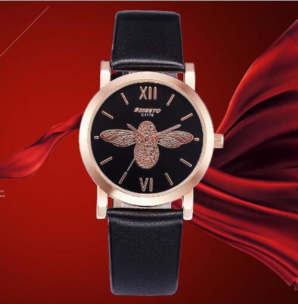 Picture of Fashion Benyar Women Watches Ladies Quartz Simple Style Black Leather Watch - Black
