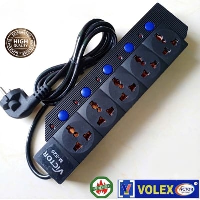 Picture of Energypac 5-Port Multiplug Victor & Volex with 7FT Cable, Individual Switches, Power Indicator & Universal 3-Pin Socket – 2500W Max Power Extension Board for Home Office Shop Use
