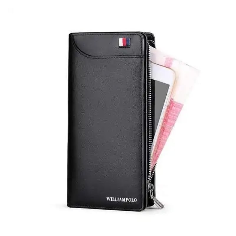Picture of WP1020 WILLIAMPOLO Genuine Leather Long Clutch Wallet for Men – Zipper Business Wallet, Premium Stylish Organizer