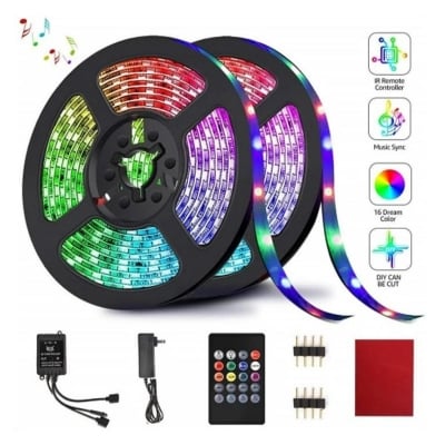 Picture of Waterproof RGB LED Strip Light with Remote Control – Color Changing Flexible Fita Light for Room, TV, Ceiling, Car, Party Decoration