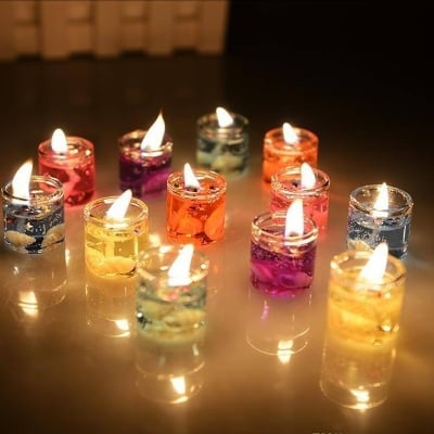 Picture of Cute Little Glass Jelly Candles set of 6pcs - Multicolor