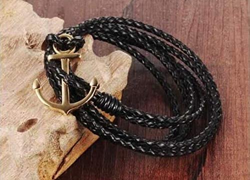 Picture of Men's Stainless Steel and LeatherBracelet - Black