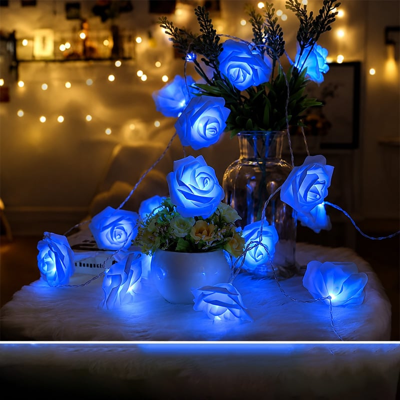 Picture of 80 Pcs LED Blue Color Rose Flash String Fairy Light | 25 Feet Long Decorative LED String Lights | Home, Garden, Party, Wedding Decoration