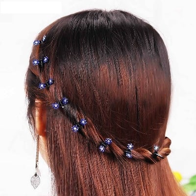Picture of 12 pcs. Fashion Girls Hair Accessories Flower Crystal Hairpins Mini Barrettes Kids Gift Hair Clip For Women Lovely Clip - Multicolor - Int: One size