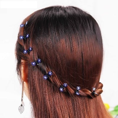 Picture of 12 pcs. Fashion Girls Hair Accessories Flower Crystal Hairpins Mini Barrettes Kids Gift Hair Clip For Women Lovely Clip - Multicolor - Int: One size