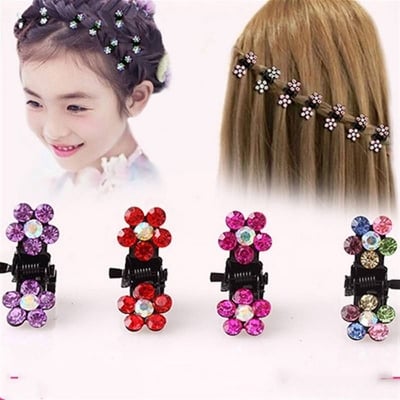 Picture of 12 pcs. Fashion Girls Hair Accessories Flower Crystal Hairpins Mini Barrettes Kids Gift Hair Clip For Women Lovely Clip - Multicolor - Int: One size