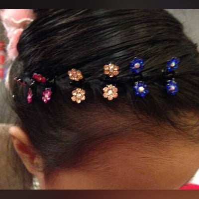 Picture of 12 pcs. Fashion Girls Hair Accessories Flower Crystal Hairpins Mini Barrettes Kids Gift Hair Clip For Women Lovely Clip - Multicolor - Int: One size
