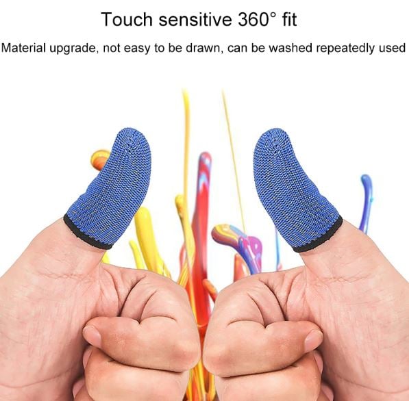 Picture of 1 Pair  Mobile Finger Sleeves - Blue Colour / Sweatproof Gloves for Mobile Gaming Thumb Finger Sleeves - Blue Colour - Blue