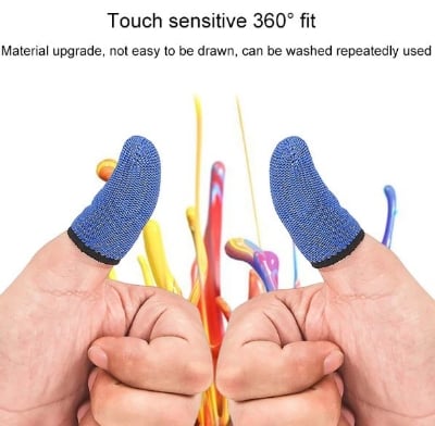 Picture of 1 Pair  Mobile Finger Sleeves - Blue Colour / Sweatproof Gloves for Mobile Gaming Thumb Finger Sleeves - Blue Colour - Blue