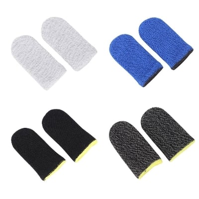 Picture of 2 Pcs Finger Sleeves - Black Colour / Cover Sweat Proof Gaming Finger Glove - Blue