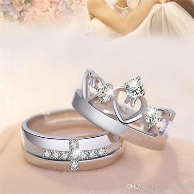 Picture of Unique Design Adjustable Couple Rings For Men Women-2pcs - Silver - Adjustable