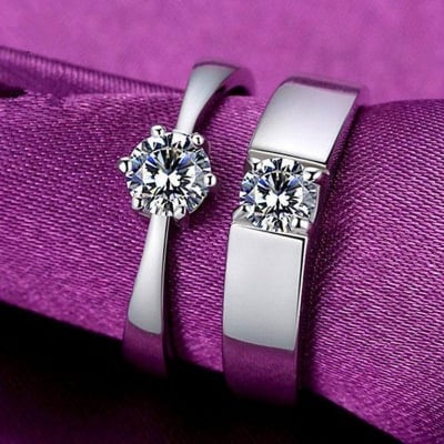 Picture of Best Gift Sil Plated couple Ring - Silver - Adjustable