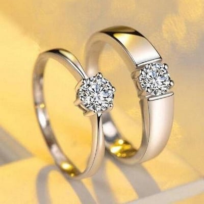 Picture of Unique Design Adjustable Couple Rings For Men Women-2pcs - Silver - Adjustable