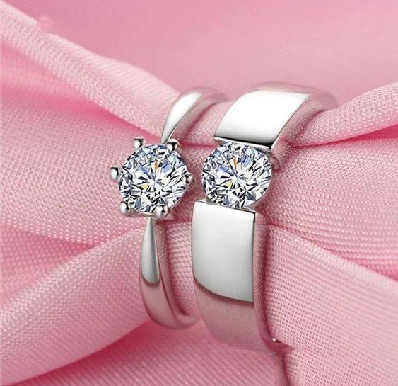 Picture of Unique Design Adjustable Couple Rings For Men Women-2pcs - Silver - Adjustable