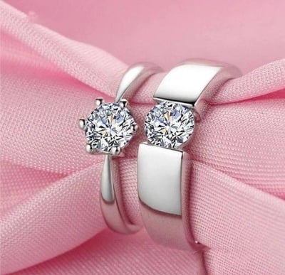 Picture of Unique Design Adjustable Couple Rings For Men Women-2pcs - Silver - Adjustable