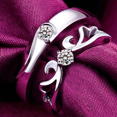 Picture of Unique Couple Lover Finger Rings Men and women-2pcs - Silver