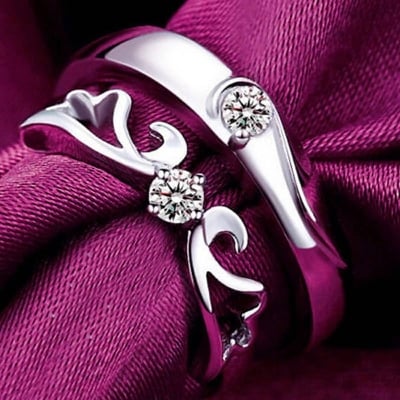 Picture of Unique Couple Lover Finger Rings Men and women-2pcs - Silver