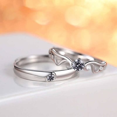 Picture of Unique Couple Lover Finger Rings Men and women - Silver - Adjustable