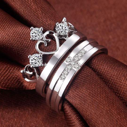 Picture of Adjustable Couple Rings For Men Women - Silver - Adjustable