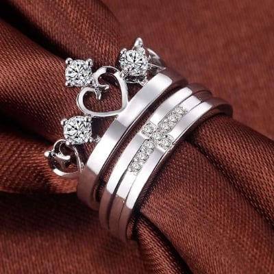 Picture of Adjustable Couple Ring For Men Women - Silver - Adjustable