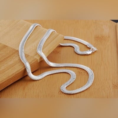 Picture of Plated Snake Necklace For Men-1pcs - Silver